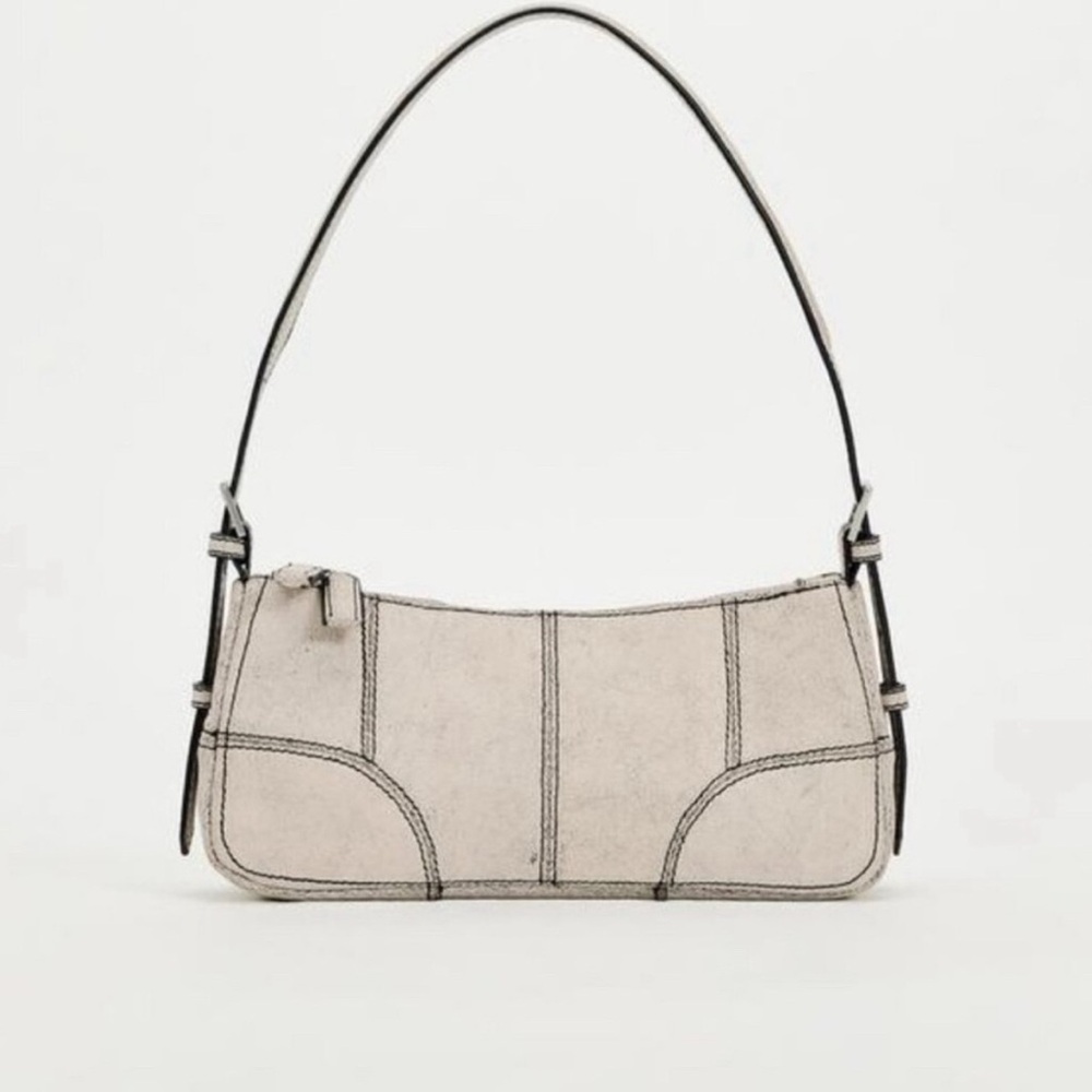 Y2K Zara Cream Shoulder Bag with Black Trim